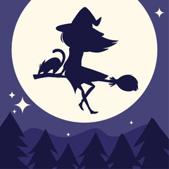 halloween night and witch