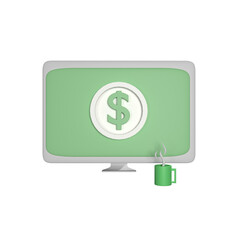 3D Render Digital Money Front View