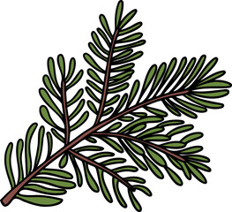 Christmas Pine leaf, Digital Vector illustration, Flat color design