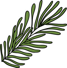 Christmas Pine leaf, Digital Vector illustration, Flat color design