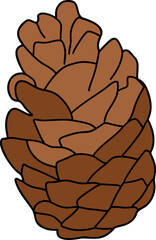 Christmas Pine cone, Digital Vector illustration, Flat color design