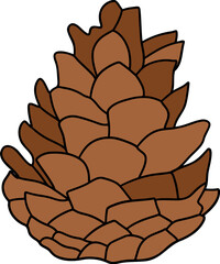 Christmas Pine cone, Digital Vector illustration, Flat color design