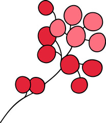 Christmas Holly berries, Digital Vector illustration, Flat color design