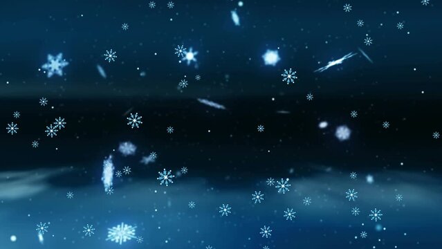 Animation of night winter scenery