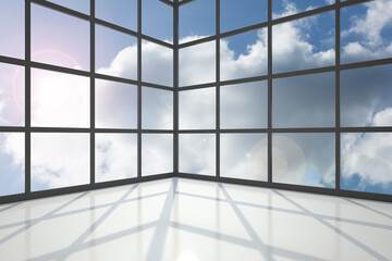 Fototapeta na wymiar Blue sky seen through window
