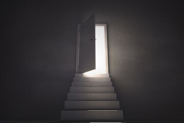 Obraz premium Steps leading to door showing light