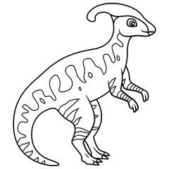 hand drawn of parasaurolophus line art