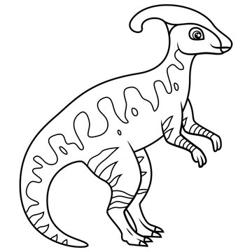 black and white parasaurolophus dinosaur standing