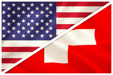 Vlaggen van Zwitserland en Amerikaanse vlaggen