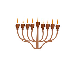 Hanukkah cartoons set. Cute clipart collection of cartoon Hanukkah symbols with smiling faces.Happy Hanukkah banner, template for your design. Hanukkah is a Jewish holiday. Greeting Card with Menorah,