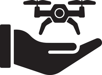 man holding a drone in hand. a drone on hand. the drone of a person. man holding the drone. Human hand holding drone. idea concept