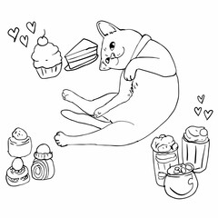 cartoon cat and his sweets