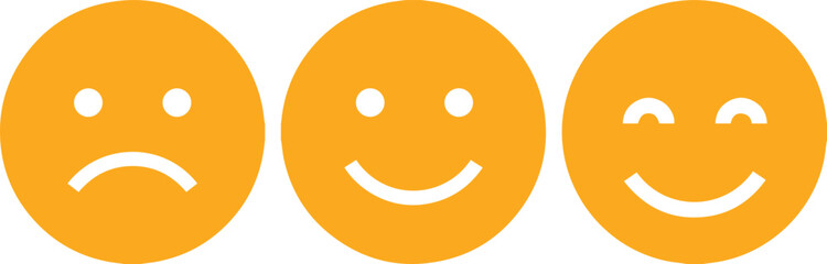 New Emojis list. yellow face icon set. Modern Emoticons Set. Different Reactions design. smile yellow icon design