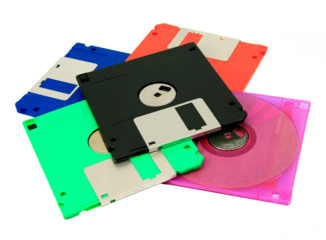 Floppy disk magnetic on a transparent floor png file