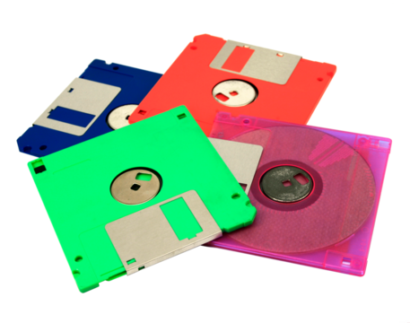 Floppy disk magnetic on a transparent floor png file