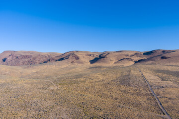 Aerial view of a dirt road at Thacker Pass Nevada.