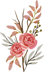 Fototapeta premium ELEGANT PINK WATERCOLOR FLOWER ARRANGEMENT