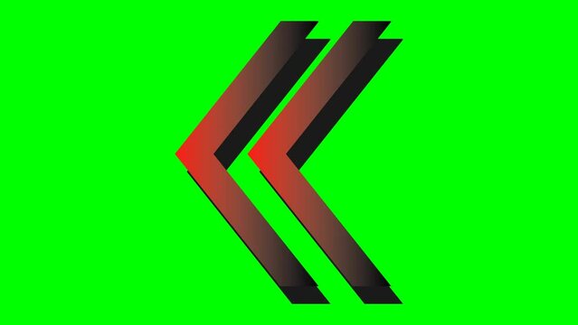 moving animation of a parallel red and black arrow vibrating slowly, greenscreen video
