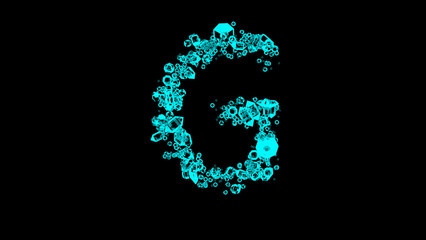 blue cartoon jewellery clear brilliants font - letter G, isolated - object 3D illustration