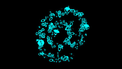 blue cartoon jewelry clear diamonds font - at sign, isolated - object 3D illustration