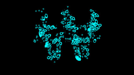 blue cartoon bijouterie transparent diamonds alphabet - won sign, isolated - object 3D illustration