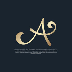 Monogram logo design initial letter a for business with golden gradient color. - Vector.