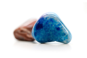 Close up view of Gem stones on white background