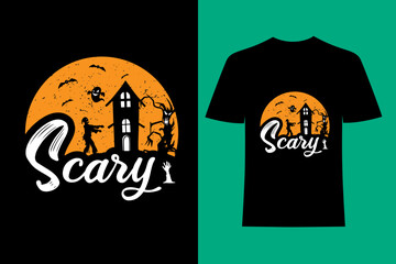 Scary Halloween T-shirt Design.