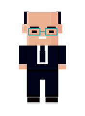 bald businessman pixel 8 bit