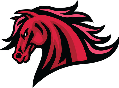 Mustang Horse Fierce Mascot Logo Design Cartoon Illustration