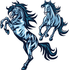 Horse Mustang Running Rearing Mascot Logo Design Illustration Set Premium Collection