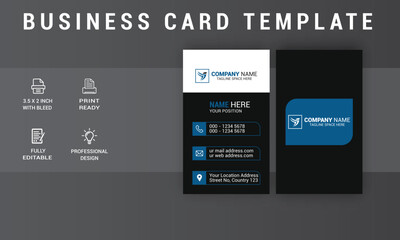 Vertical Business Card Design. Modern Card Design. Photos & Vector Standard Template
