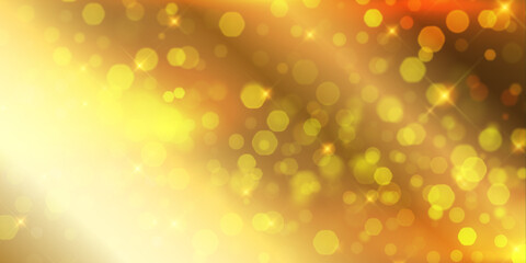 Golden bokeh lights effect on yellow background