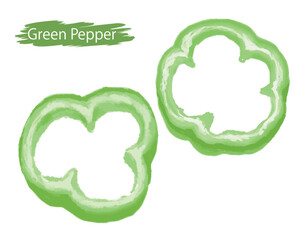 水彩風の野菜、ピーマン。ベクターイラスト素材