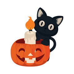 Obraz premium halloween cat and candle