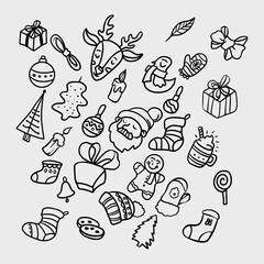 christmas doodle winter Vector image