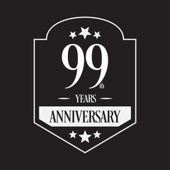 Naklejka premium Luxury 99th years anniversary vector icon, logo. Graphic design element