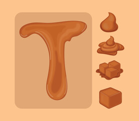 set of sweet caramel realistic