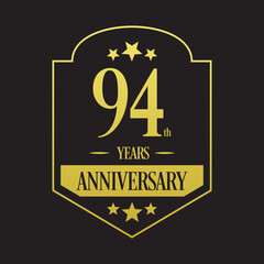 Luxury 94th years anniversary vector icon, logo. Graphic design element