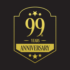 Fototapeta na wymiar Luxury 99th years anniversary vector icon, logo. Graphic design element