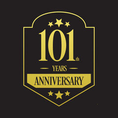 Fototapeta na wymiar Luxury 101st years anniversary vector icon, logo. Graphic design element