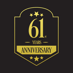 Luxury 61st years anniversary vector icon, logo. Graphic design element