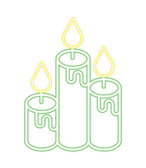 burning light candles neon