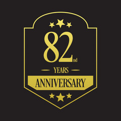 Luxury 82nd years anniversary vector icon, logo. Graphic design element