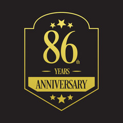Luxury 86th years anniversary vector icon, logo. Graphic design element