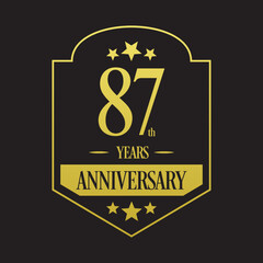 Luxury 87th years anniversary vector icon, logo. Graphic design element