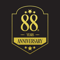 Luxury 88th years anniversary vector icon, logo. Graphic design element