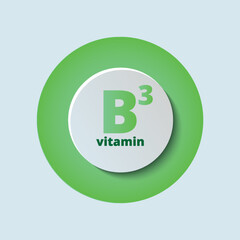 Vitamin B3, niacin. Healthy food supplement. Beauty nutrition skin care design. Medical scientific and medical concept. Isolated on white background EPS10 vector.