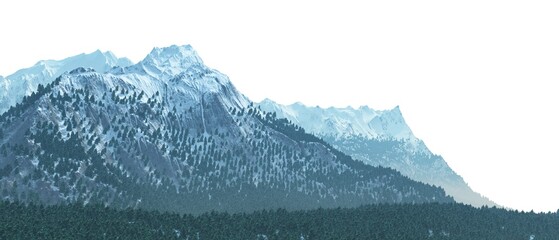 Snowy mountains Isolate on white background 3d illustration - 528172154
