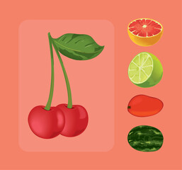 set of fruits realistic